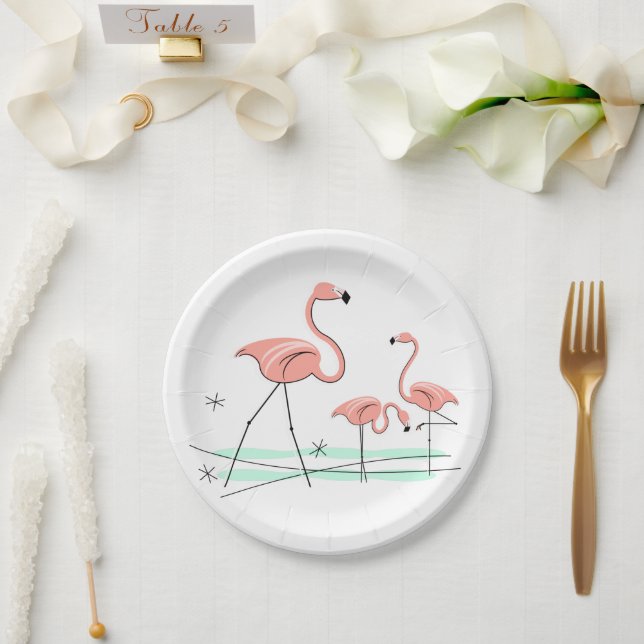 Prato De Papel Placa de papel Flamingo Ocean Trio 2 (Casamento)