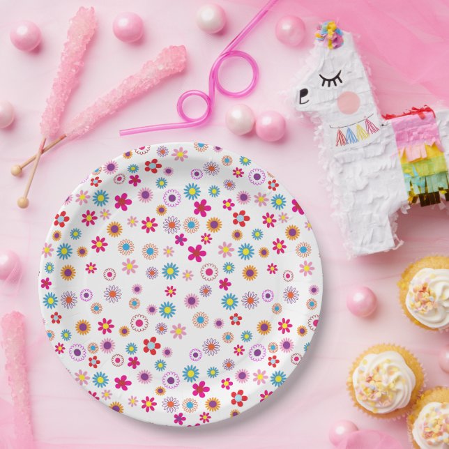 Prato De Papel Placa de Papel Floral de Verão Brilhante (Festa)