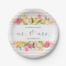 Placa de papel floral elegante do Sr. & da Sra.