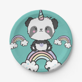 Prato De Papel Placa de Papel Floral Girly Girly, Panda Unicorn
