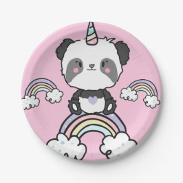 Prato De Papel Placa de Papel Floral Girly Girly, Panda Unicorn