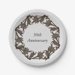 Prato De Papel Placa de papel - Folhas em um círculo