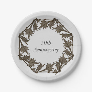 Prato De Papel Placa de papel - Folhas em um círculo