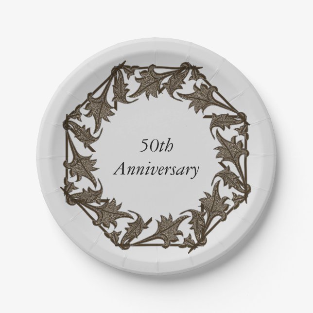 Prato De Papel Placa de papel - Folhas em um círculo (Frente)