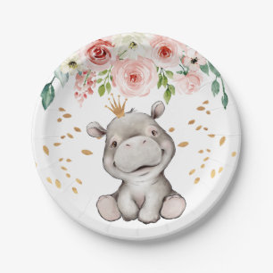 Prato De Papel Placa de Papel Hippo, Cute de Aniversário de chá