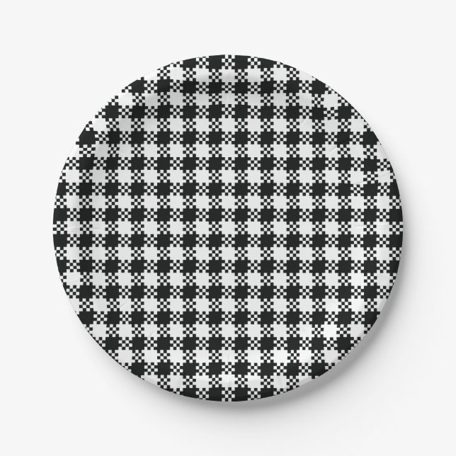 Prato De Papel Placa de papel houndstooth (Frente)