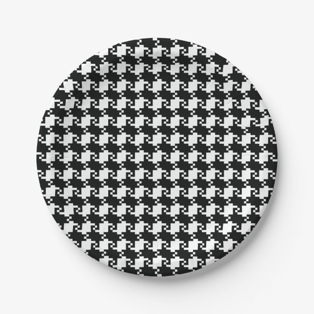 Prato De Papel Placa de papel houndstooth (Frente)