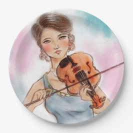 Prato De Papel Placa de papel ilustrada colorida - Violino