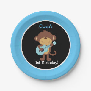 Prato De Papel Placa de Papel Macaco Rock Star / Cores Personaliz