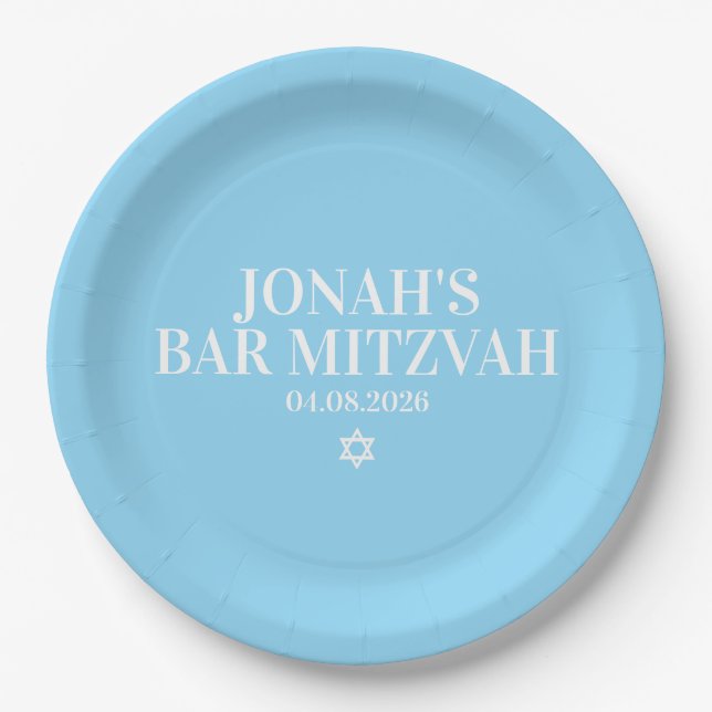 Prato De Papel Placa de papel Mitzvah do Bar Personalizado (Frente)