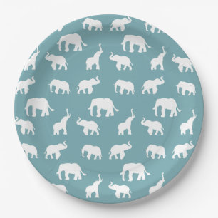 Prato De Papel Placa de papel padrão elefante - personalizável