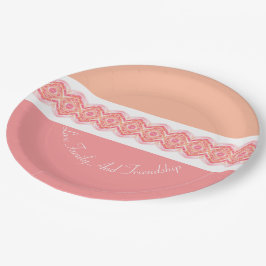 Prato De Papel Placa de papel padronizada do Designer Pêssego e R