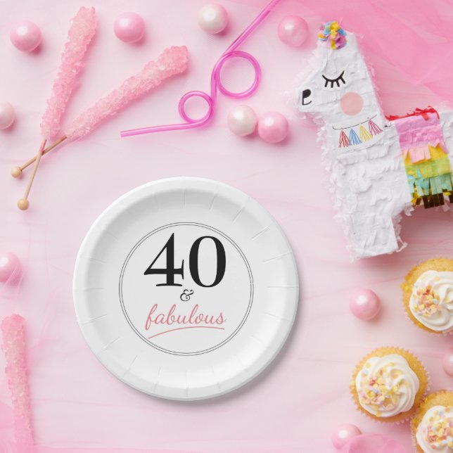 Prato De Papel Placa de papel para aniversário de 40 anos de 40 e (Festa)