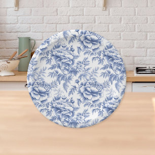 Prato De Papel Placa de papel para batismo com flautim azul