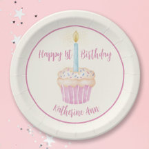 Placa de papel para Cupcake de primeiro aniversari