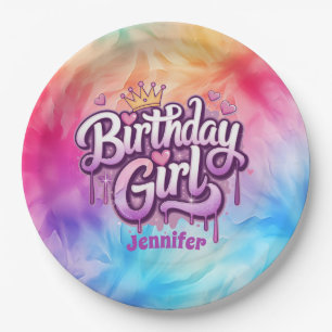Prato De Papel Placa de Papel para Garota de Aniversário Adorável