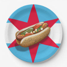 Placa de papel para hotdog de Chicago