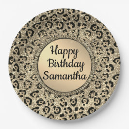 Prato De Papel Placa de papel para impressão de Leopardo com bril