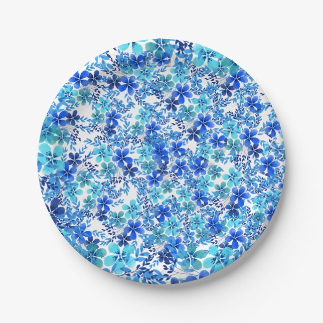 Prato De Papel Placa de papel para jardinagem azul-floral e turqu (Frente)