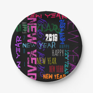 Prato De Papel Placa de papel para Pop do feliz ano novo 2019