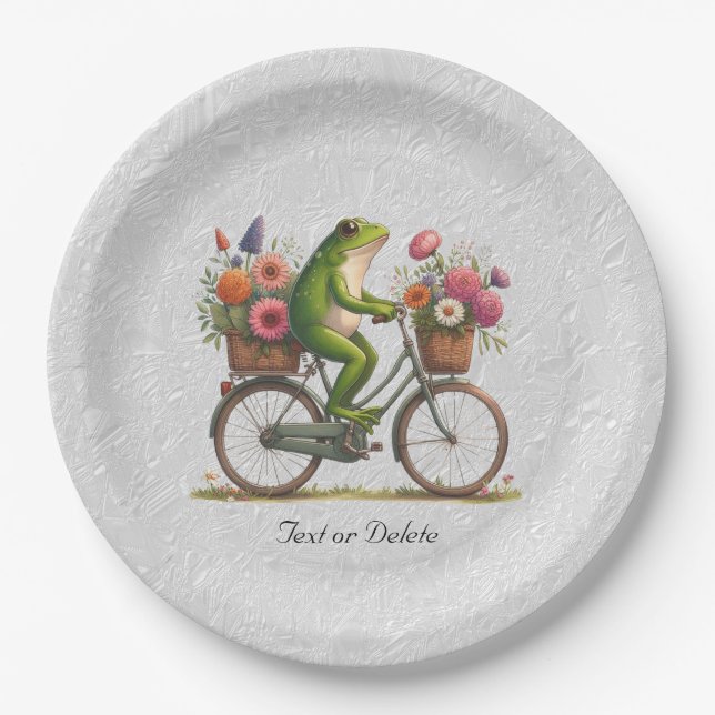 Prato De Papel Placa de papel para Sapo de bicicleta floral (Frente)