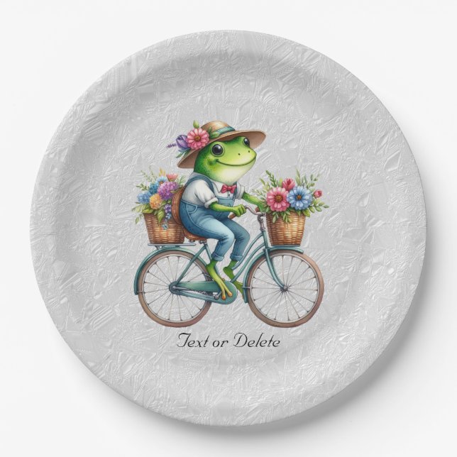 Prato De Papel Placa de papel para Sapo de bicicleta floral (Frente)