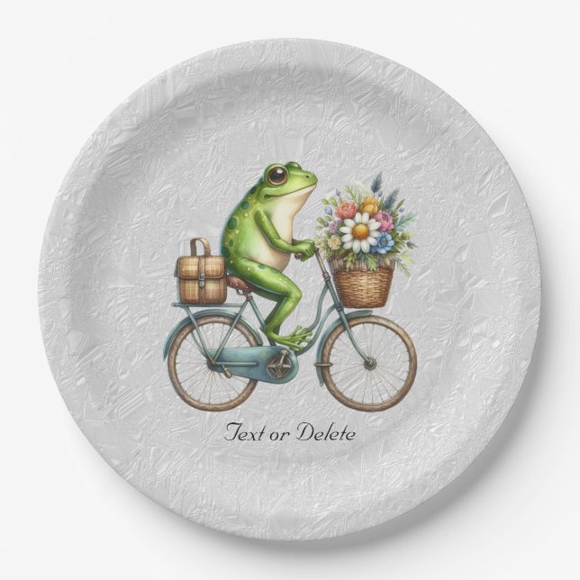 Prato De Papel Placa de papel para Sapo de bicicleta floral (Frente)