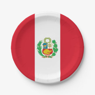 Prato De Papel Placa de papel patriótica com a bandeira de Peru