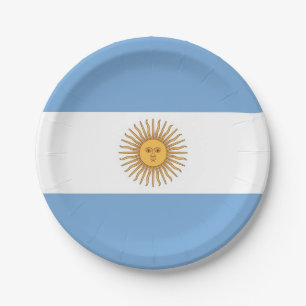 Prato De Papel Placa de papel Patriótica com bandeira da Argenti