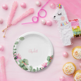 Prato De Papel Placa de papel personalizada, cor-de-rosa, para Ch