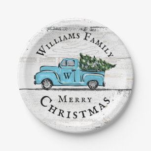 Prato De Papel Placa de papel personalizada de caminhão retrô azu