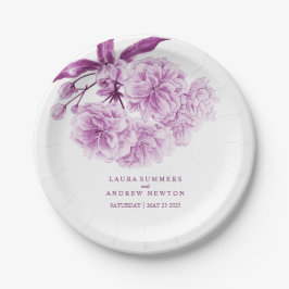 Prato De Papel Placa de papel personalizada de flor roxa de casam