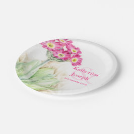 Prato De Papel Placa de papel personalizada de primula de aquarel