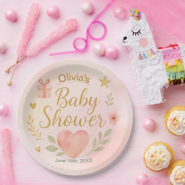 Prato De Papel Placa de papel personalizada do Chá de fraldas - C (Festa)