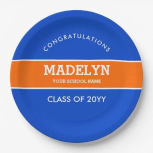 Prato De Papel Placa de Papel Personalizado Laranja e Azul