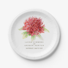 Prato De Papel Placa de papel personalizado waratah vermelha-casa