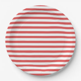 Prato De Papel Placa de papel Preppy Red & White Stripe