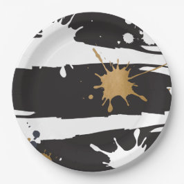 Prato De Papel Placa de papel preta e Dourada