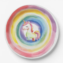 Placa de papel Rainbow Unicorn