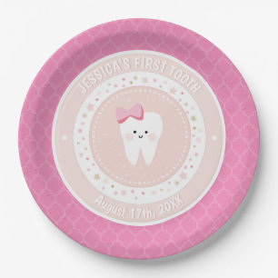 Prato De Papel Placa de papel rosa para bebê personalizada