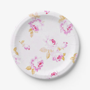 Prato De Papel Placa de papel rosa rosa pálida e chique