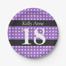 Placa de papel roxa, cor-de-rosa, 18º aniversário