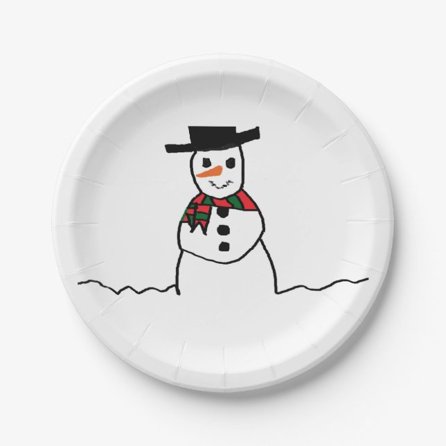 Prato De Papel Placa de Papel Snowman (Frente)