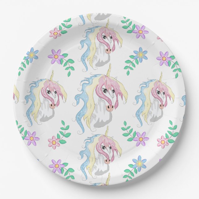 Prato De Papel Placa de papel Unicorn (Frente)
