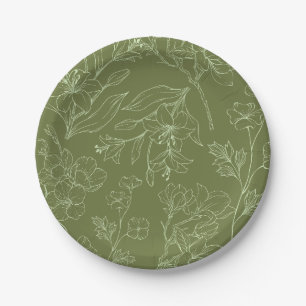 Prato De Papel Placa de Papel Verde para Bandeiras Florais Elegan