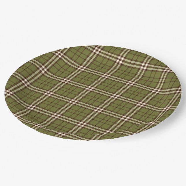 Prato De Papel Placa de Papel Verde Tartan (Inclinado)