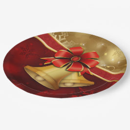 Prato De Papel Placa de Papel Vermelho Dourado Natal
