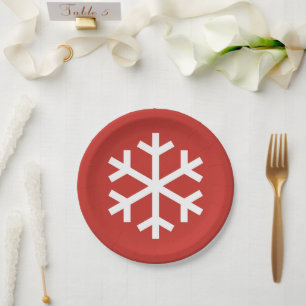 Prato De Papel Placa de Papel Vermelho em Floco de Neve