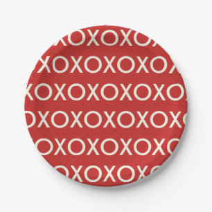 PRATO DE PAPEL PLACA DE PAPEL VERMELHO XOXO DO DIA DE OS NAMORADO