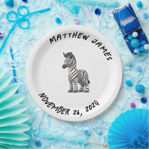 Prato De Papel Placa de papel zebra para bebês personalizável